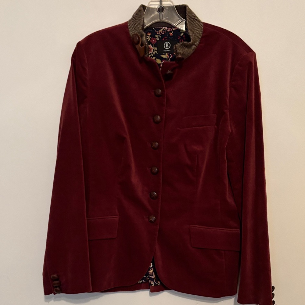 Bogner Deep Red Velvet Blazer